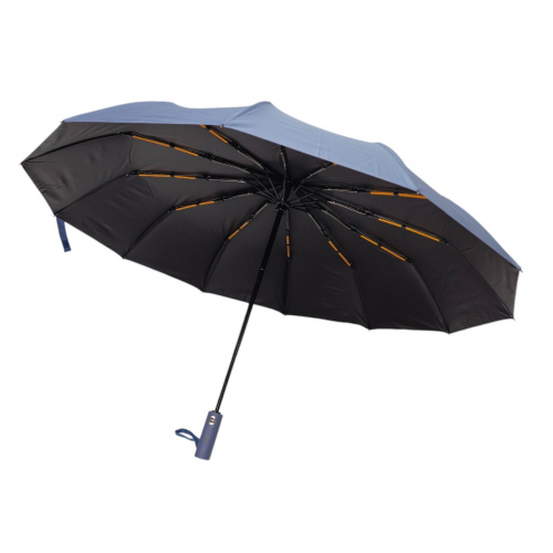 Зонт RS серо-голубой с оранжевыми спицами