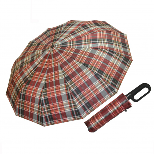 Зонт Ame Yoke вишневый-клетка с усиленными спицами