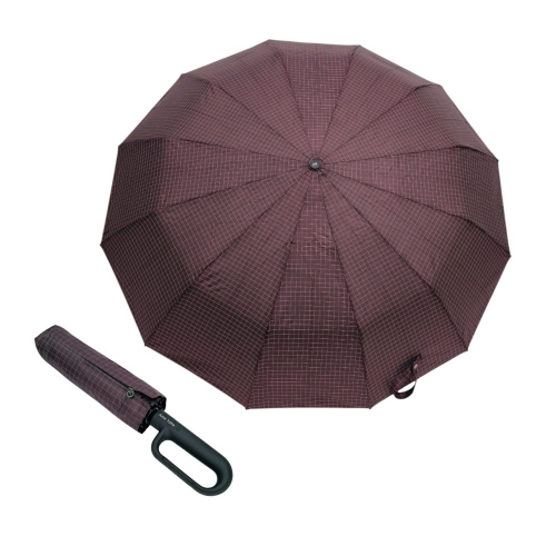 Зонт Ame Yoke бордо-клетка с усиленными спицами
